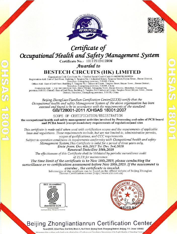 OHSAS 1800 Certification